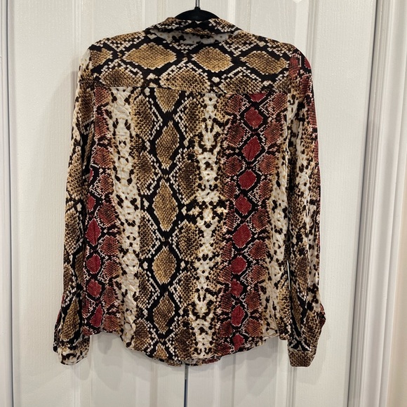Calvin Klein Snake Print Button Down Blouse Medium Large - Picture 3 of 4